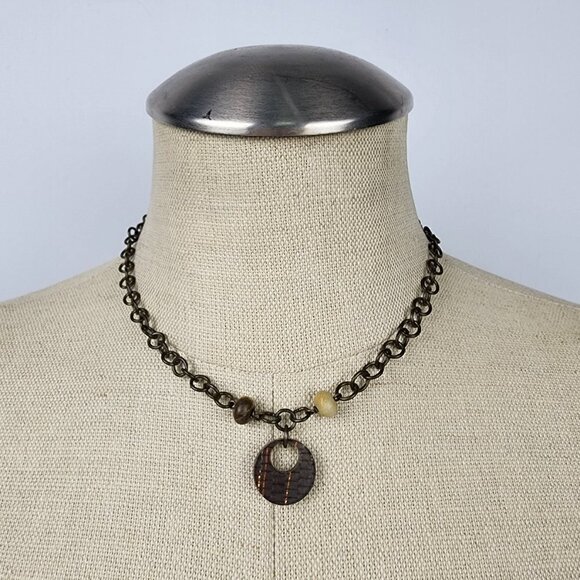 COLOR By Amber Brown Chain Beaded Pendant Necklace - Picture 1 of 7